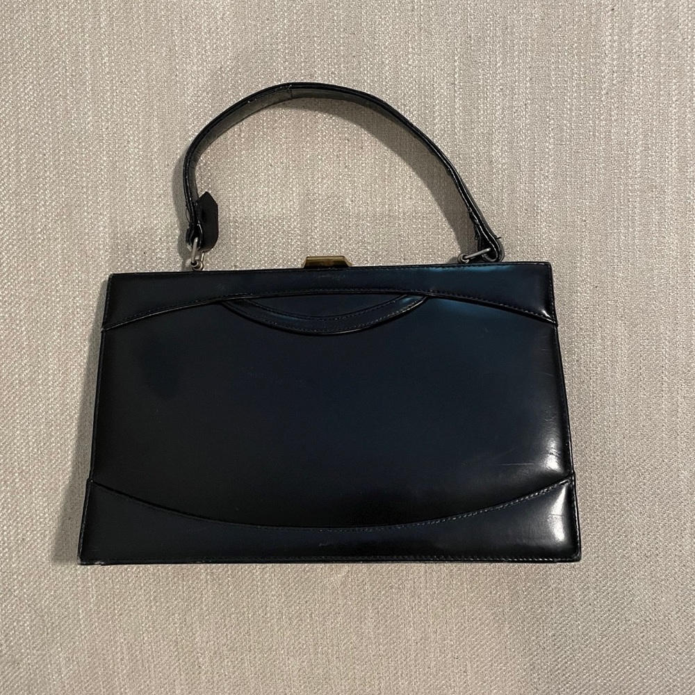 1950s Dofan Vintage Black Leather Handbag